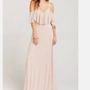 New Show Me Your Mumu Renee Ruffle Maxi Dress Dancing Queen Shine Blush Pink